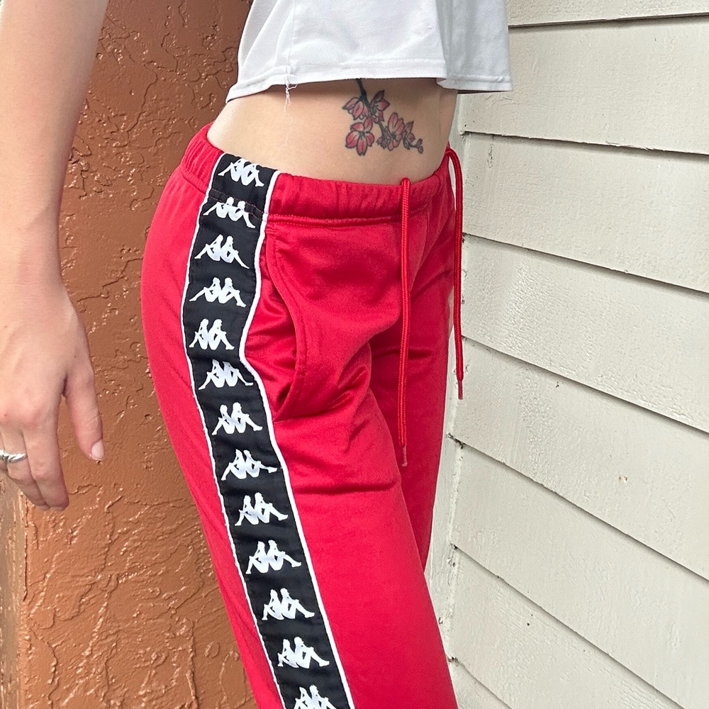 Y2K Streetwear Kappa Red White Black Jogger Japanese